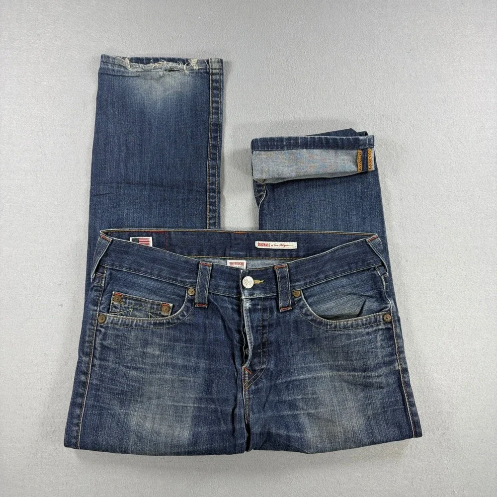Vintage True Religion Geno Jean Men 34 Medium Wash Selvedge Denim Button Fly USA